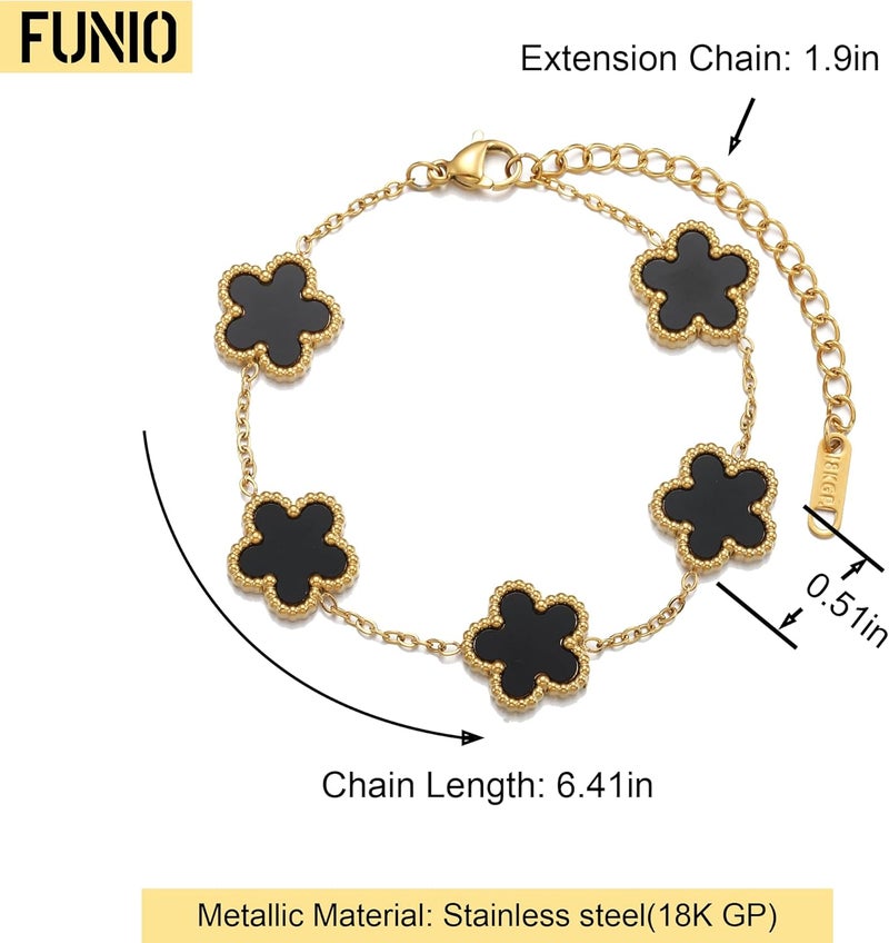 Funio 18K Gold Plated Clover Bracelet Love bangle Set for Women - Stack Friendship Bracelet Lucky Link Bracelets Jewelry Gifts Trendy for Women - Image 2